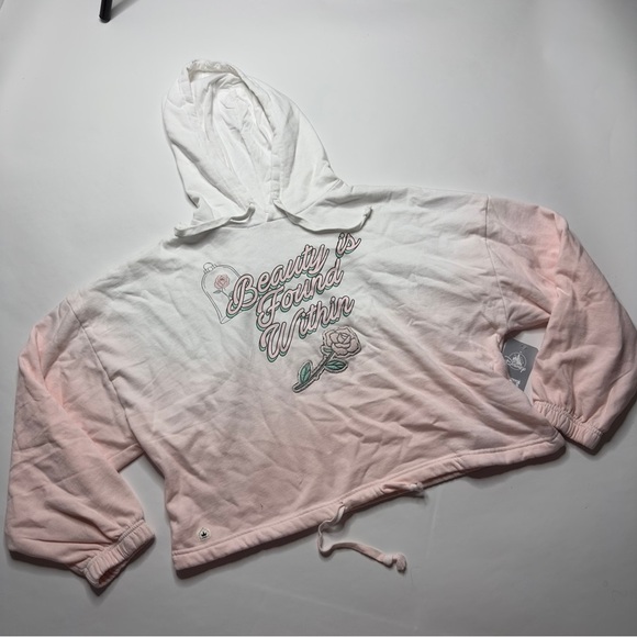 Beauty Is Found Within XL Women's Disney Crop Sweatshirt Ombre Belle Pink NEW - Picture 10 of 12